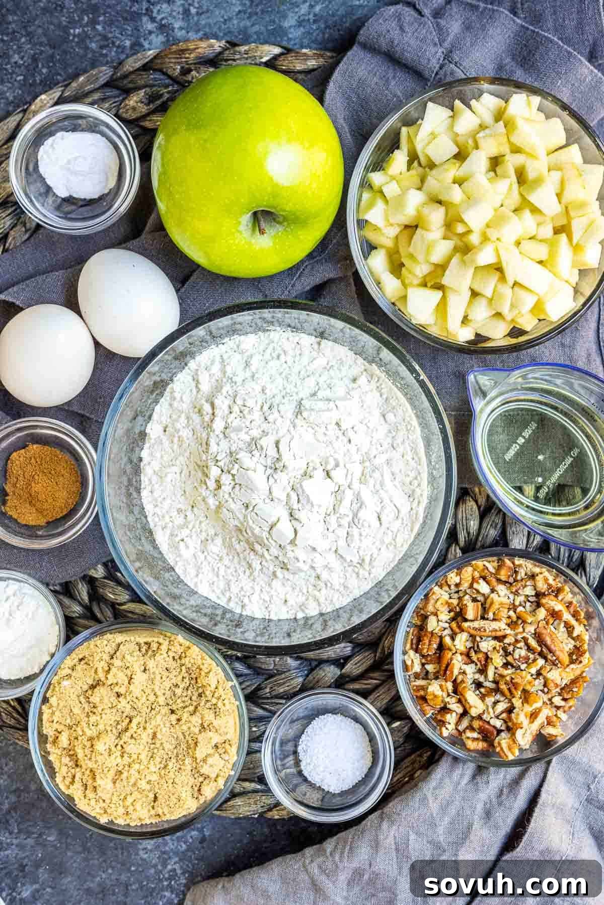 Ingredients for caramel apple bread