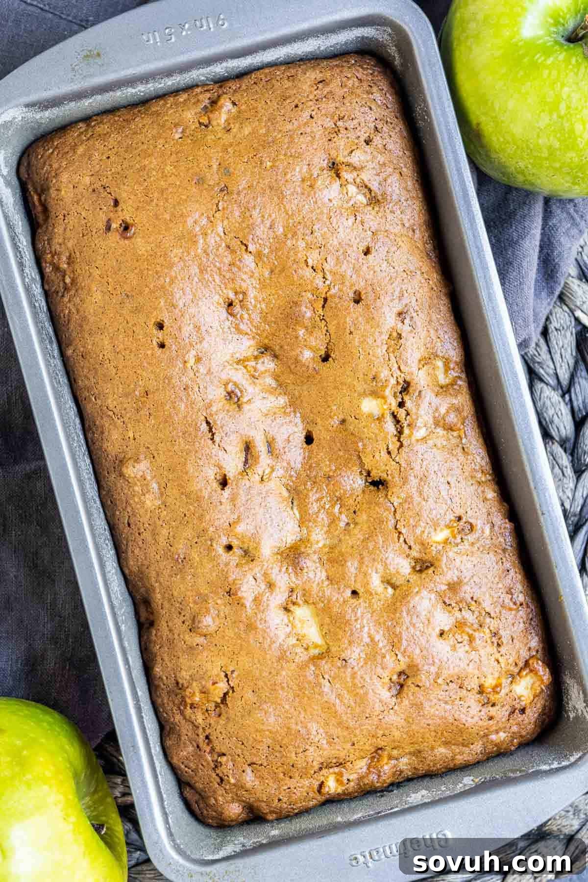 Caramel Apple Bread in loaf pan