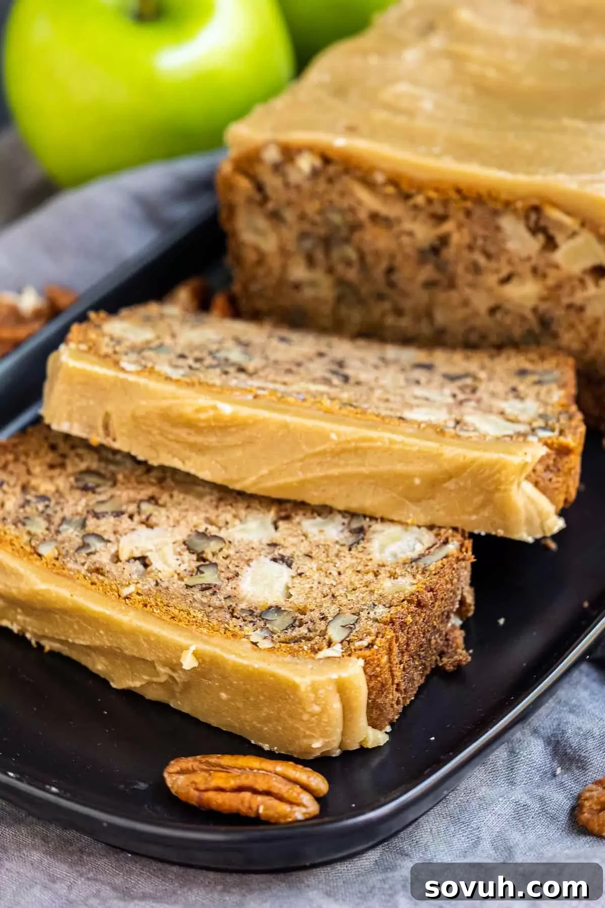 Caramel Apple Bread with chopped pecans