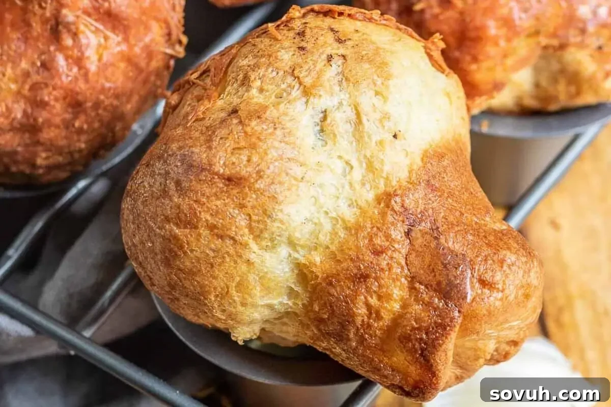 Garlic Parmesan Popovers sideways