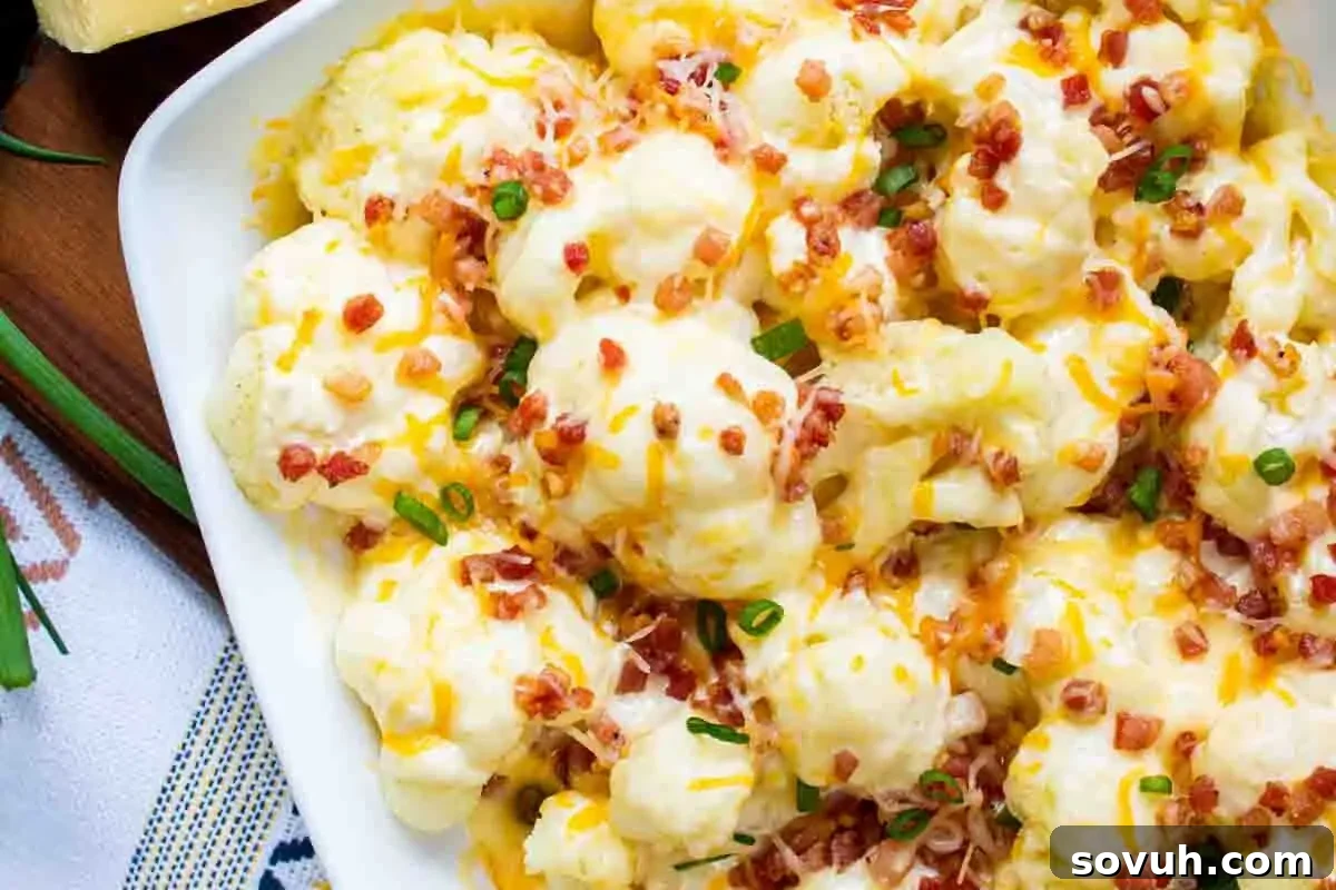 Baked Cauliflower with Cheese Casserole made with cheddar cheese