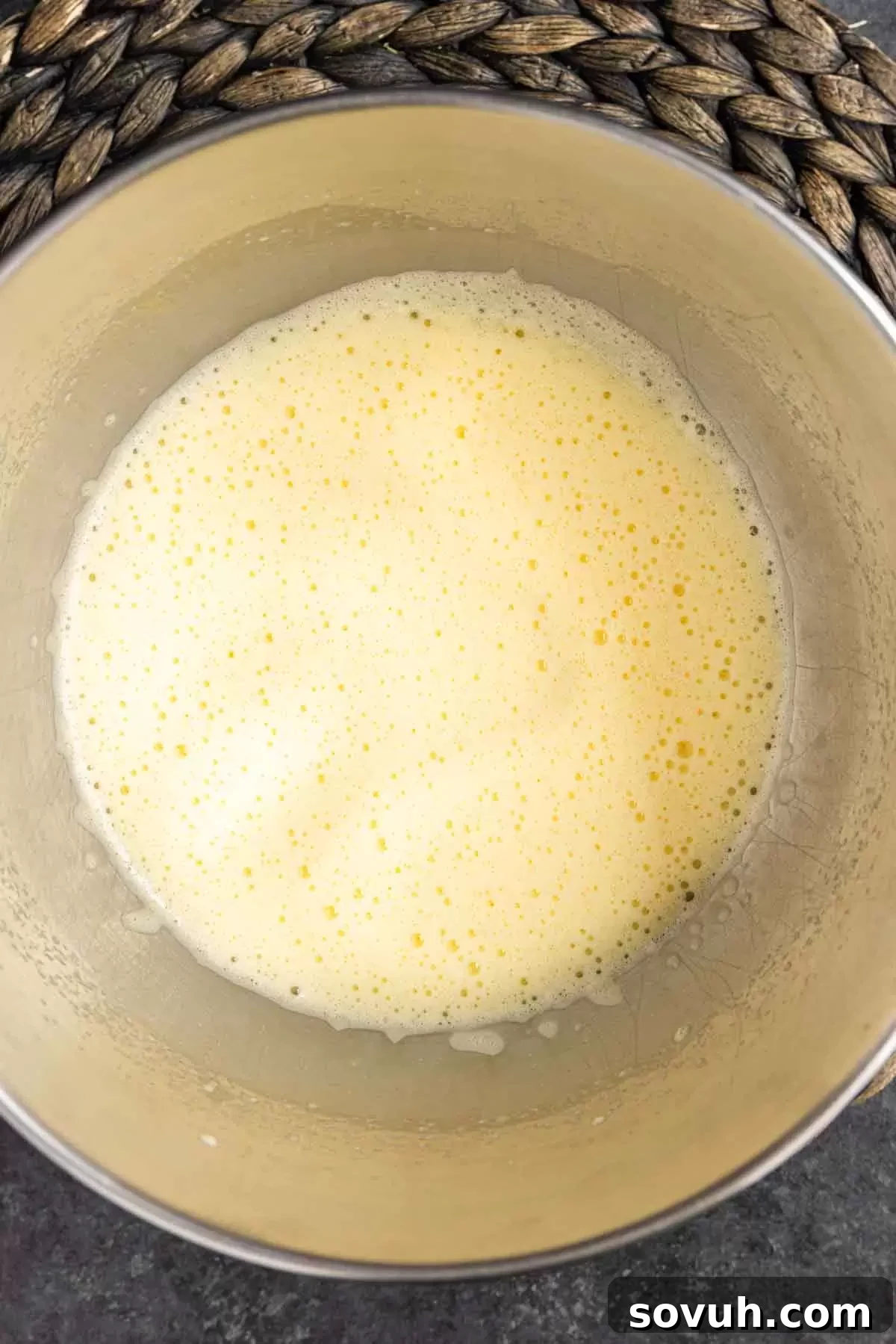 Pecan Pie Cake Roll cake batter in a bowl