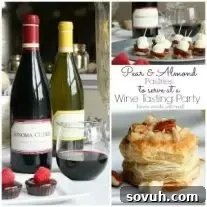 Pear and Almond Pastries, a perfect appetizer for a wine tasting party.