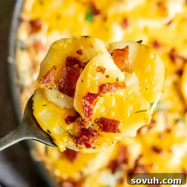 Loaded Au Gratin Potatoes makes the perfect easy holiday side dish