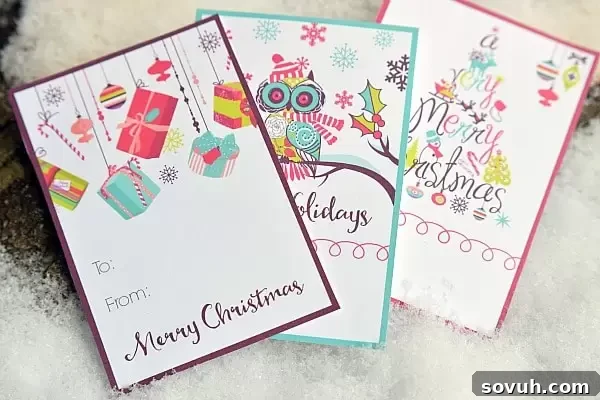 These free printable Christmas gift tags are a simple way to add a little color to your gift wrapping. 