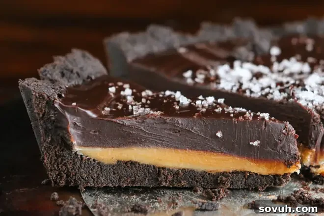 Chocolate peanut butter pie with sea salt.