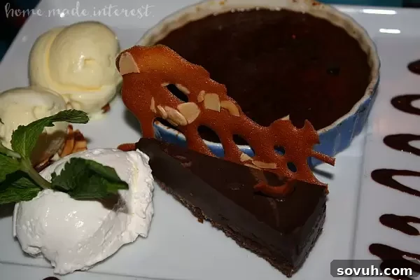 Decadent chocolate ganache tart and chocolate creme brulee from Que Pasa Restaurant, Aruba.