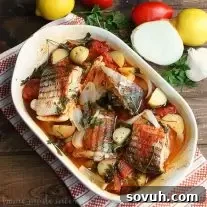 This Rockfish is baked in the Portguese style. Tomatoes, onions, and a little seasoning then baked until the fish is flakey. It is one of my favorite fish recipes and it is low calorie, low carb, and low fat.