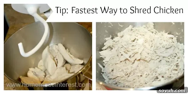 Great tip for shredding chicken quickly and easily with a stand mixer.