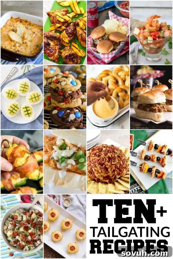 A list of awesome tailgating recipes presented as a collage of food images