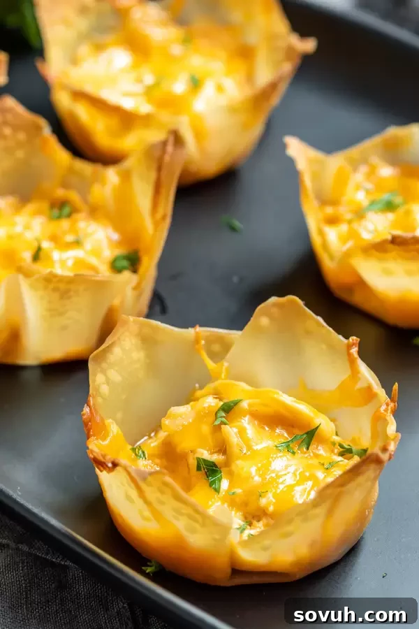 Buffalo Chicken Cups filled with classic buffalo chicken dip